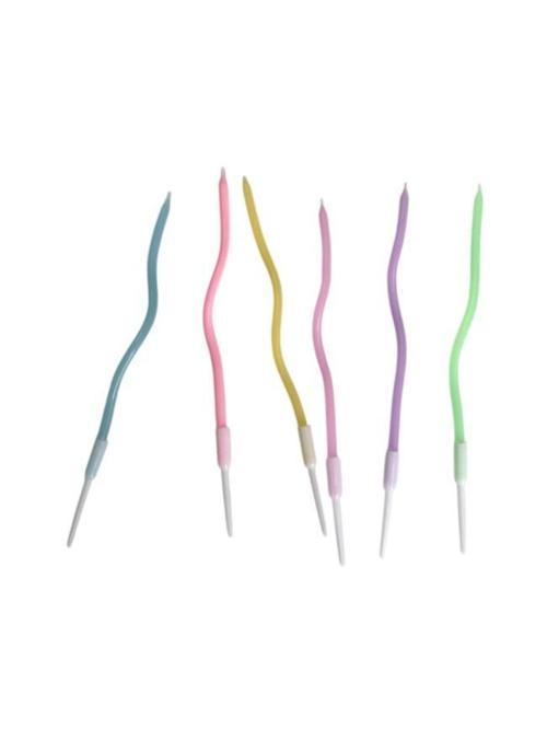 Eğik Pasta Mumu Karışık Pastel Renkli  6 lı 14 cm
