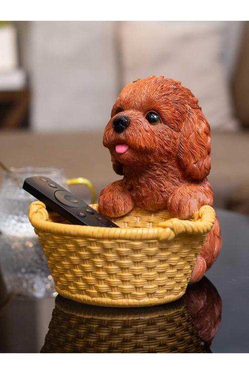 Yeni Sevimli Sepetli Köpekcik, Dekoratif Biblo, Kumandalık, Düzenleyici, Sunumluk