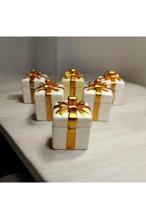 6 Lı Beyaz Hediye Kutusu Görünümlü  Lokumluk Şekerlik Sunumluk Hediyelik  6X4 Cm  Mutluluğu Kutular