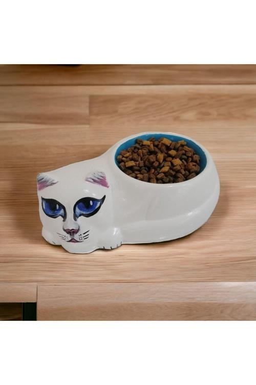 Kedi Mama Ve Su Kabı Kedi Figürlü El Yapımı