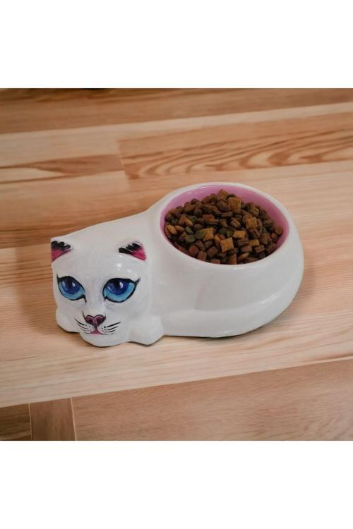 Kedi Mama Ve Su Kabı Kedi Figürlü El Yapımı