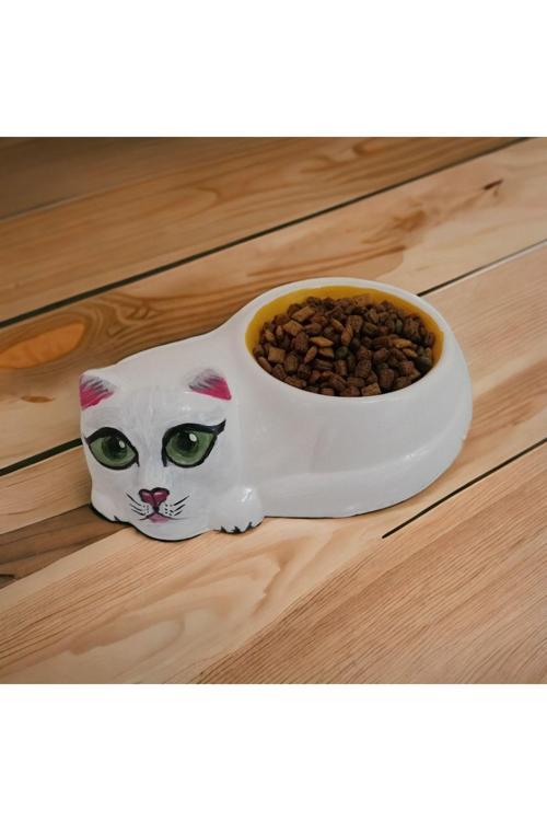 Kedi Mama Ve Su Kabı Kedi Figürlü El Yapımı