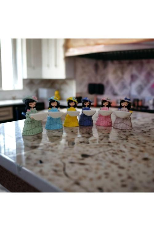 Lokumcu Kız Kahve Yanı Sunumluk Lokumluk Şekerlik 6 Lı Pastel