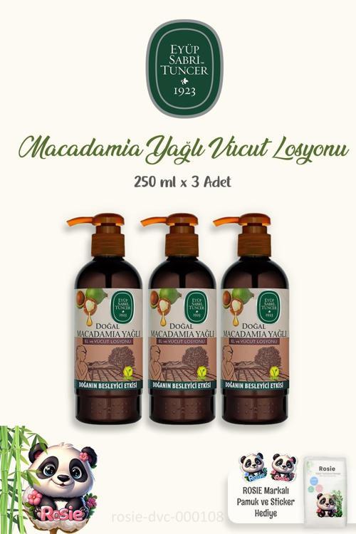 3'lü Doğal Macadamia Yağlı El ve Vücut Losyonu 250 ml ve ROSIE