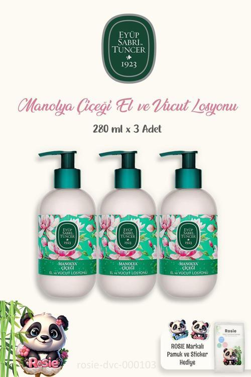 3'lü Manolya Çiçeği El ve Vücut Losyonu 280 ml ve Pamuk ROSIE