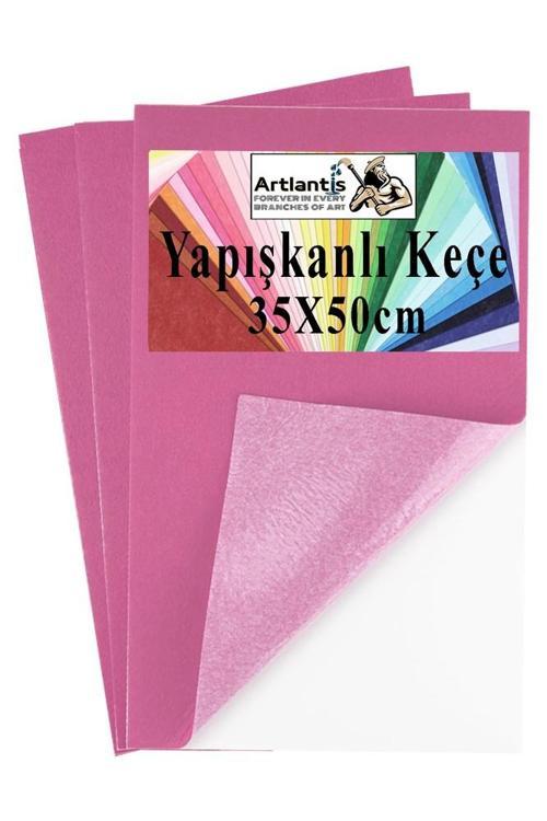 Açık Pembe Yapışkanlı Keçe 50x70 cm 3 Adet 2.0 mm Kendinden Yapışkanlı Renkli Hobi Keçesi Elişi Keçe Kumaşı Anasınıfı
