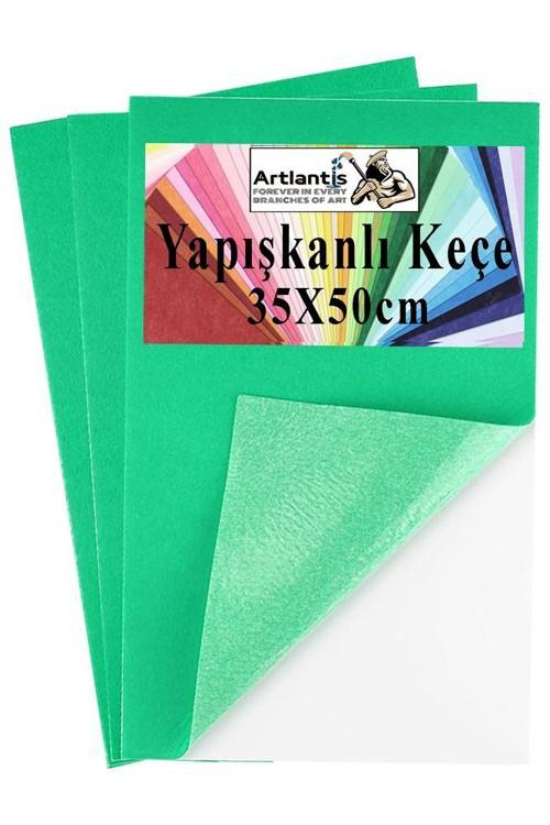 Açık Yeşil Yapışkanlı Keçe 50x70 cm 3 Adet 2.0 mm Kendinden Yapışkanlı Renkli Hobi Keçesi Elişi Keçe Kumaşı Anasınıfı