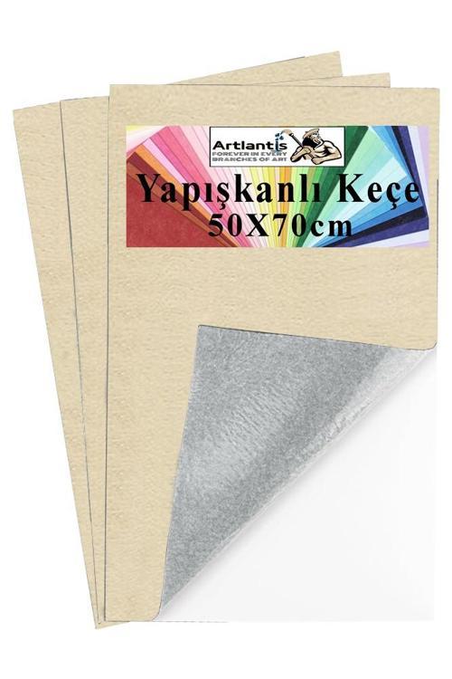 Krem Yapışkanlı Keçe 50x70 cm 3 Adet 2.0 mm Kendinden Yapışkanlı Renkli Hobi Keçesi Elişi Keçe Kumaşı Anasınıfı