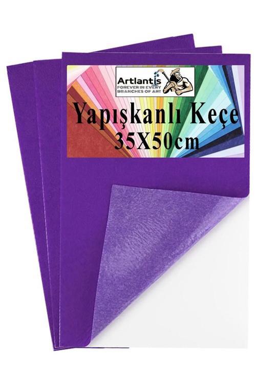 Mor Yapışkanlı Keçe 35x50 cm 3 Adet 2.0 mm Kendinden Yapışkanlı Renkli Hobi Keçesi Elişi Keçe Kumaşı Anasınıfı