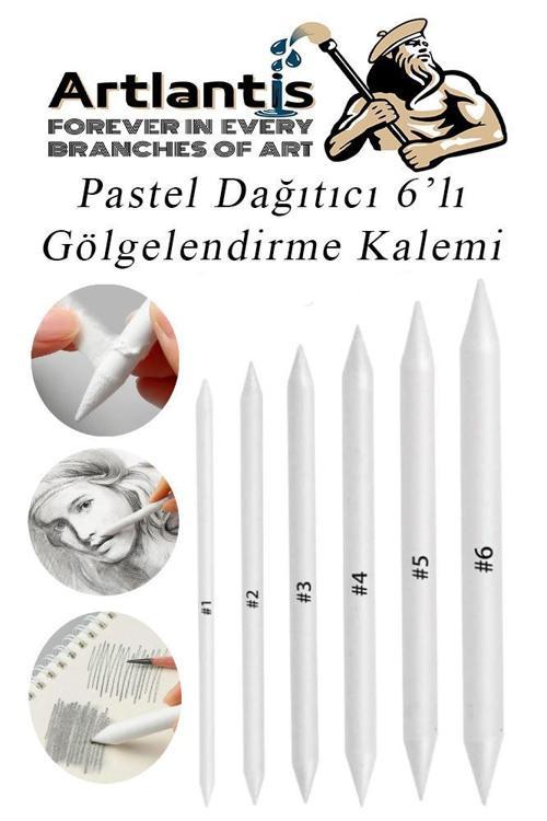 Pastel Dağıtıcı Gölgelendirme Kalemi 6 Lı 1 Paket Kaynaştırma Kalemi Kara Kalem Dağıtıcı Kalem Kağıt Kalem