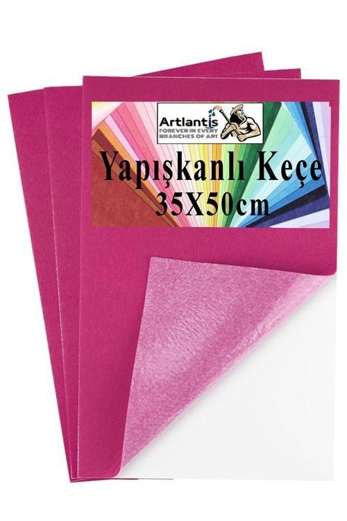 Pembe Yapışkanlı Keçe 35x50 cm 3 Adet 2.0 mm Kendinden Yapışkanlı Renkli Hobi Keçesi Elişi Keçe Kumaşı Anasınıfı