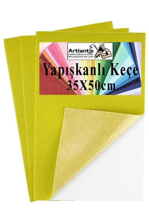 Sarı Yapışkanlı Keçe 35x50 cm 3 Adet 2.0 mm Kendinden Yapışkanlı Renkli Hobi Keçesi Elişi Keçe Kumaşı Anasınıfı