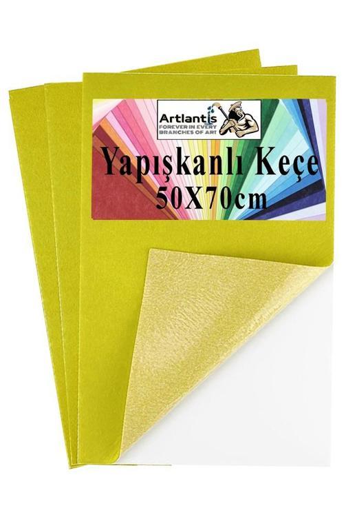 Sarı Yapışkanlı Keçe 50x70 cm 3 Adet 2.0 mm Kendinden Yapışkanlı Renkli Hobi Keçesi Elişi Keçe Kumaşı Anasınıfı