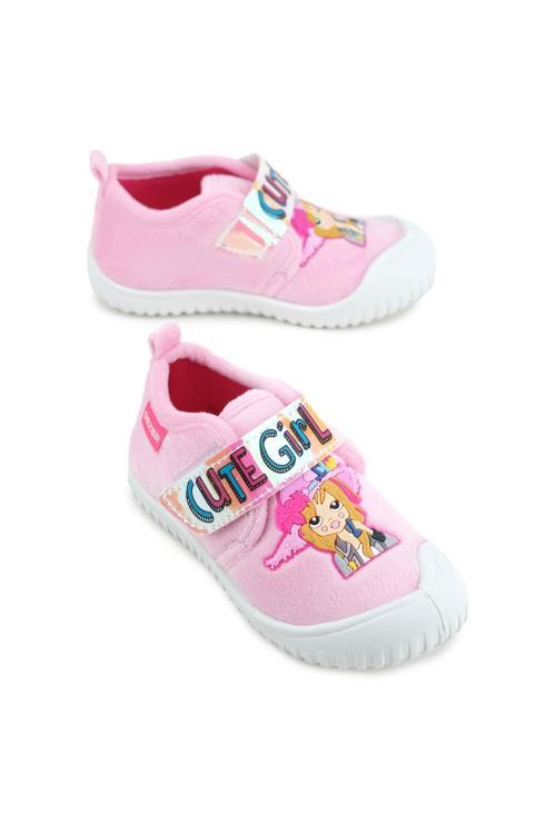 03377 Kız Çocuk Günlük Cırtlı Panduf Kreş Ayakkabı