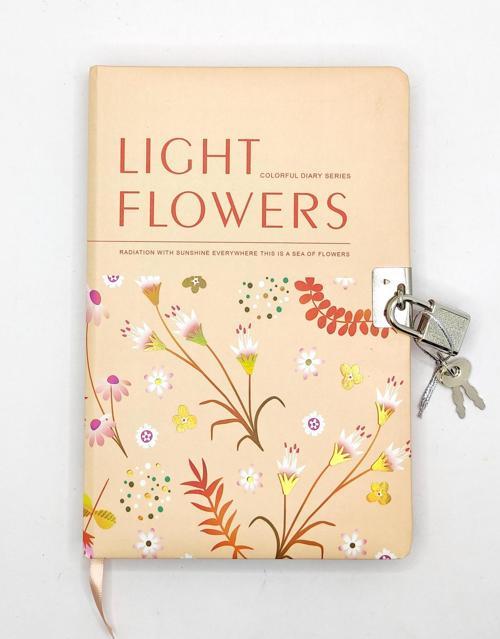 Flowers Hatıra Defteri (Günlük) Kilitli Defter 80 yaprak - Sarı