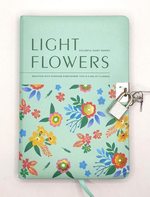 Flowers Hatıra Defteri (Günlük) Kilitli Defter 80 yaprak - Yeşil