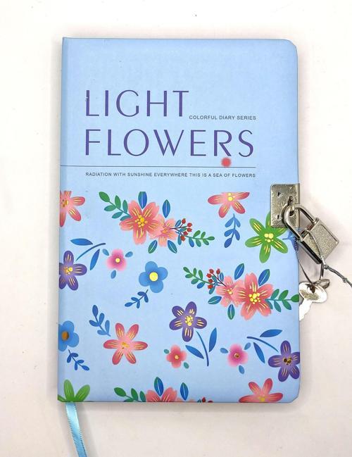 Flowers Hatıra Defteri (Günlük) Kilitli Defter 80 yaprak - Mavi