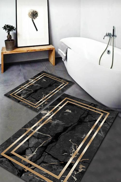 Banyo Paspas Takımı 2'li Set Kaymaz Tabanlı Yıkanabilir BB-114