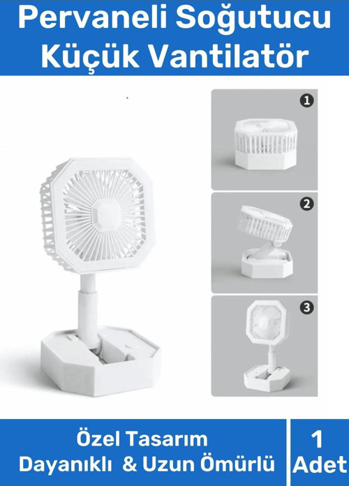 Deluxe Katlanabilir 2 Modlu Usb Şarjlı Sessiz Mini Fan Yelpazeli Pervaneli Soğutucu Vantilatör
