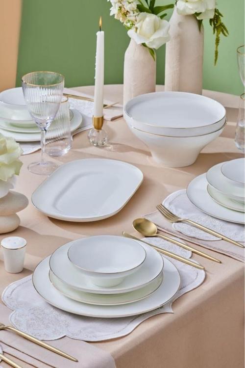 Fine Bone Zenith 55 Parça 12 Kişilik Yemek Takımı Gold
