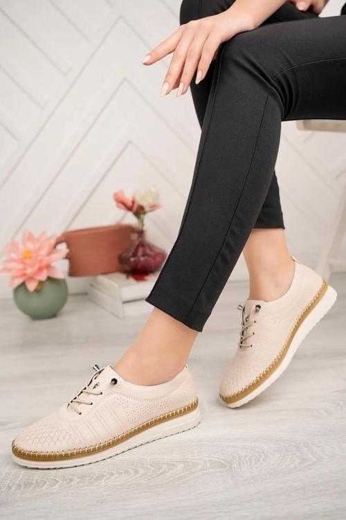 3643 Lastik Bağcıklı Ortopedik Günlük Kadın Ayakkabı