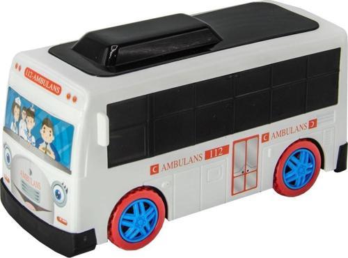 Sesli ve Işıklı Çarp Dön Sevimli Ambulans-Beyaz