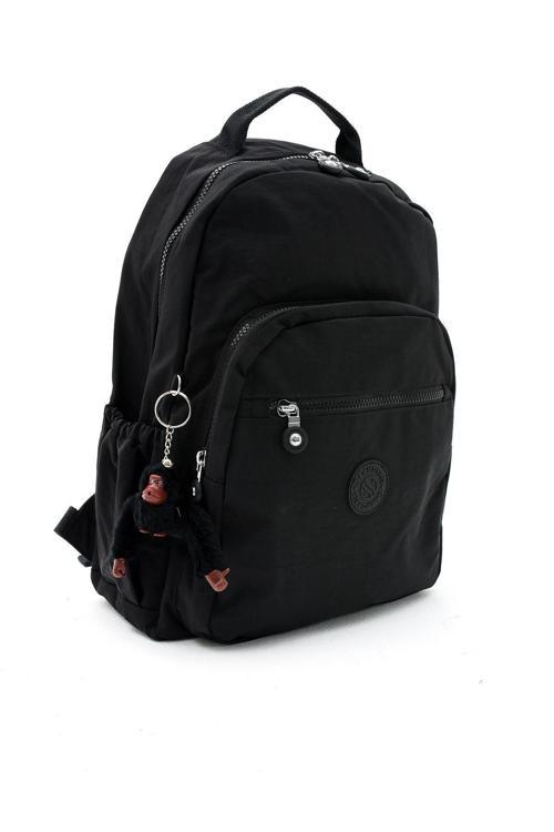 Unisex Suya Dayanıklı Krinkıl Kumaş Çok Gözlü Büyük Boy Siyah Renkli Laptop Okul Ve Sırt Çantası