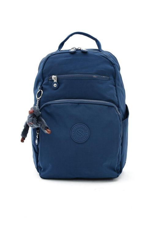 Unisex Suya Dayanıklı Krinkıl Kumaş Çok Gözlü Orta Boy Lacivert Renkli Laptop Okul Ve Sırt Çantası