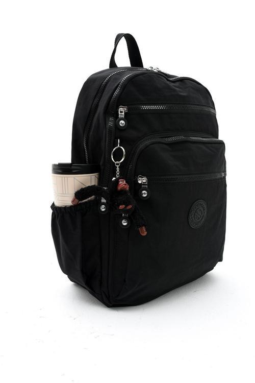 Unisex Suya Dayanıklı Kumaş Laptop Bölmeli Büyük Boy Siyah Renkli Okul Seyahat Sırt Çantası