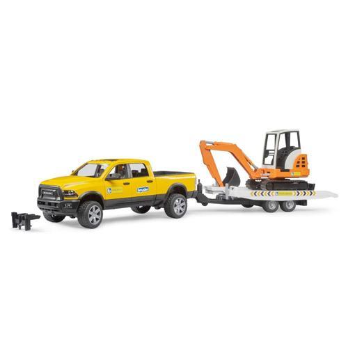 Oyuncak Ram 2500 Römorklu Pickup ve Mini Ekskavatör BR02546