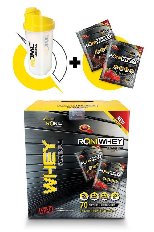 Roniwhey Platinium 70 Şase Protein Tozu 3150 G + Shaker Ve 2 Adet Tek Kullanımlık Whey Protein