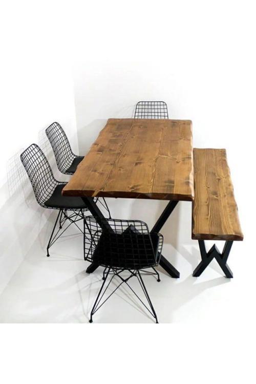 Masa Tasarım Dünyası* Su Yolu Doğal Ahşap Bench 40x180