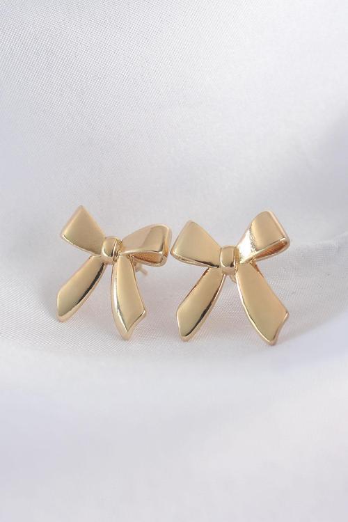 Zarif Kadın için Golden Pirinç Düz Plaka Fiyonk Küpe