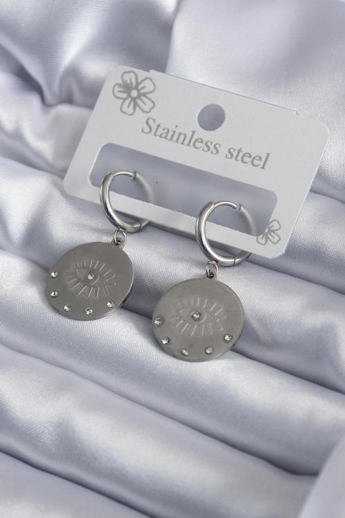 Zarif Kadın için Silver Çelik Göz İşli Zirkonlu Küpe