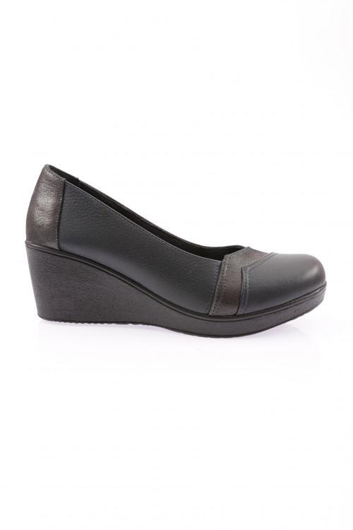 Kadın Dolgu Taban Comfort Ayakkabı Lacivert Simli 7623217