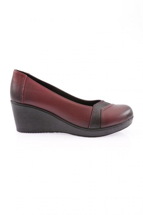 Kadın Dolgu Taban Comfort Ayakkabı Bordo Simli 7623217