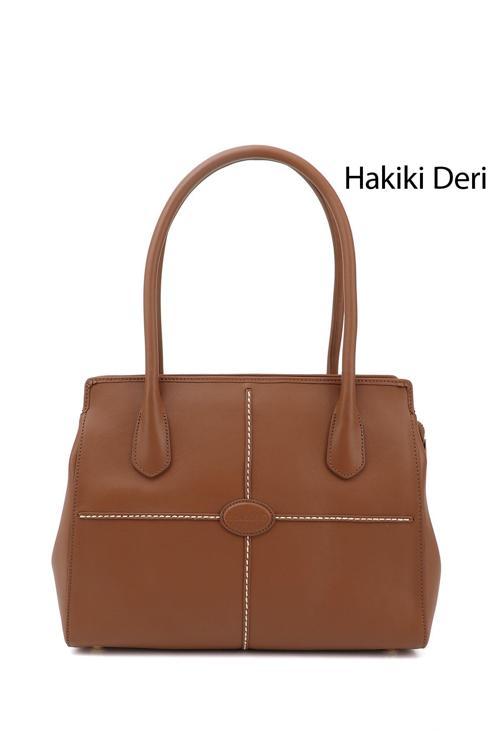 Kadın Taba Antik Hakiki Deri El ve Omuz Çantası