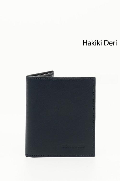 Erkek Lacivert Hakiki Deri Dikey Cüzdan