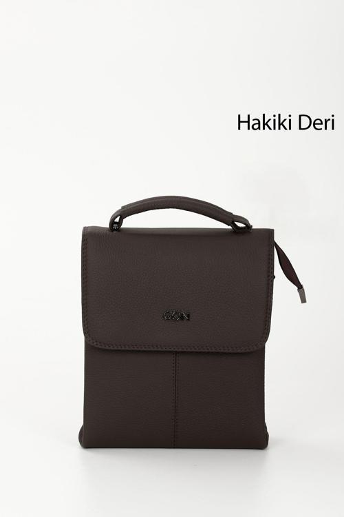 Kahverengi Gön Hakiki Deri Orta Boy Unisex Omuz Çantası Q3675