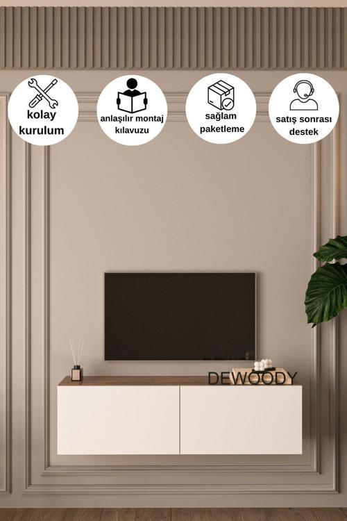 120 Cm Duvara Montajlanabilir Düşer Kapaklı Bölmeli Tv Ünitesi