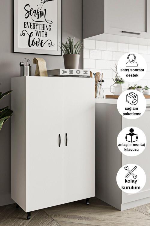3 Raflı 4Bölmeli Erzak Dolabı Mutfak Dolabı Banyo Dolabı Çok Amaçlı Dolap