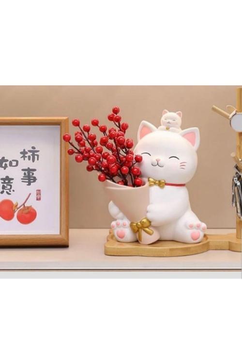 Yeni Buketli Kedi Dekoratif Vazo Japonya'Nın Şans Kedisi