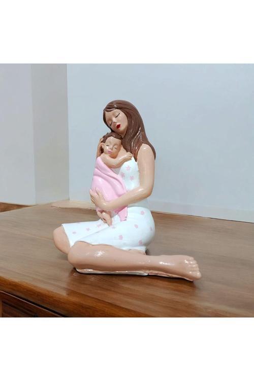 Yeni Dekoratif Anne Ve Kız Bebek Hediyelik  Biblo