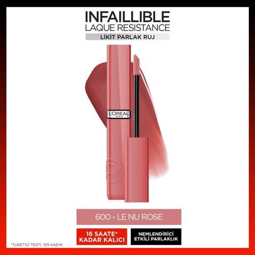 Infaillible Laque Resistance Likit Parlak Ruj - 600 Le Nu Rose