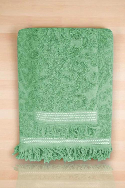 2 Parça Jakarlı Banyo Havlu Takımı %100 Pamuklu 90x150 Cm Arden Yeşil