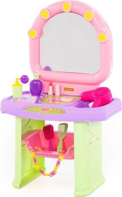 Oyuncak Güzellik Salonu, Vanity Aynalı Makyaj Masası Mini Set