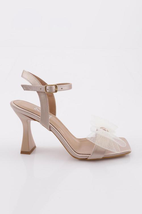 Kadın Fiyonk Detaylı Topuklu Ayakkabı Bej Saten Zara 2623332217252322