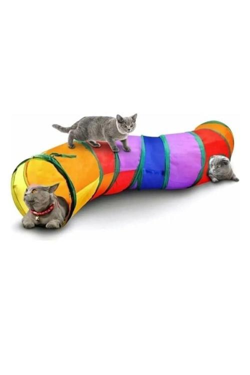 Kıvrımlı Model Evcil Hayvan Gökkuşağı Katlanabilir Kedi Oyun Tüneli