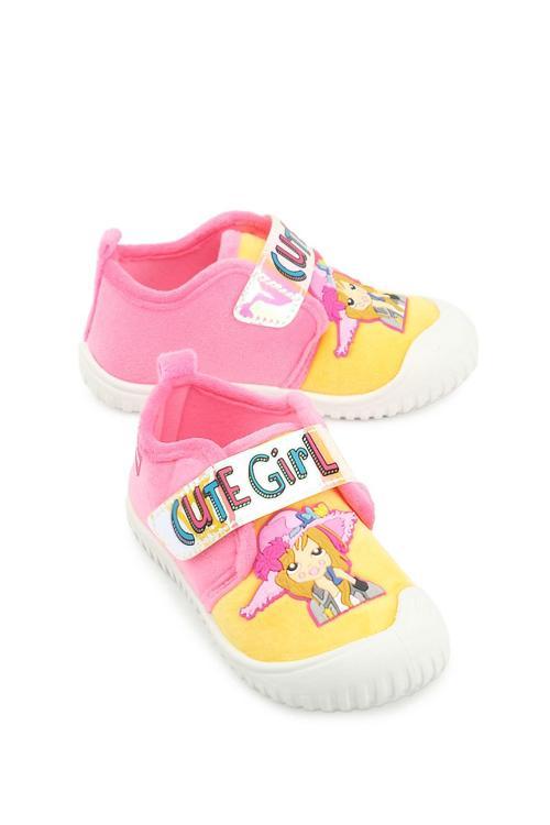 03377 Kız Çocuk Günlük Cırtlı Panduf Kreş Ayakkabı