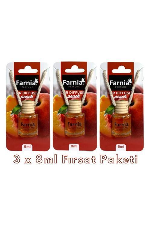 Yüksek Esanslı Askılı Araç Kokusu EDP Parfüm Şeftali 8 Ml 3 Adet Avantaj Paketi